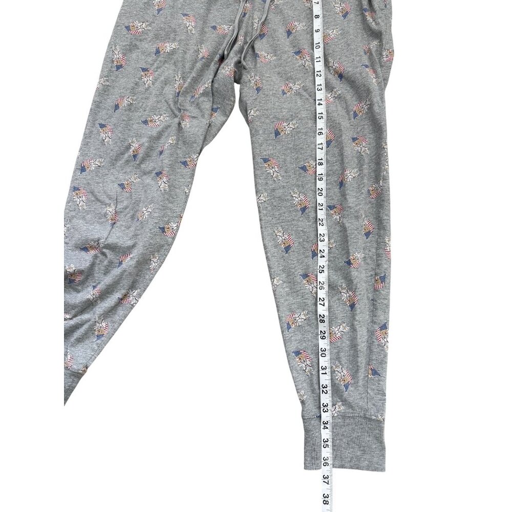 Polo Ralph Lauren Size L Sleepwear Pajama Pants Joggers Grey Bear Flag Print - Picture 6 of 8